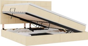 vidaXL Pat cu saltea și spațiu de depozitare Creme 200 x 200 cm