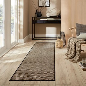 Covor tip traversă pentru scări negru/în culoare naturală din iută 60x600 cm Diamond – Flair Rugs