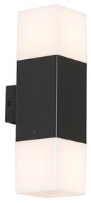 Lampă de perete exterioară neagră cu abajur opalescent 2 lumini IP44 - Denmark