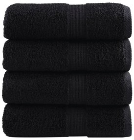 vidaXL Prosoape de baie premium SOLUND, 4 buc., negru, 30x30 cm, 600 g/m²