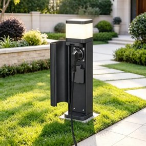 BRILAGI - Lampă de exterior cu 2 prize SCHUKO PILLAR 1xG9/11W/230V IP44 neagră