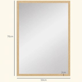 HOMCOM Oglindă de Perete din Sticlă și MDF, 50x70 cm, Culoare Lemn | Aosom Romania