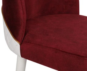 Set 2 scaune haaus Nova, Rosu inchis/Alb, textil, picioare metalice