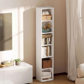HOMCOM Bibliotecă Autoportantă și care Economisește Spațiu, 30x24x159 cm, Culoare Alb | Aosom Romania