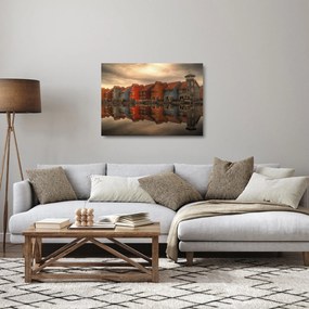 Tablou pe sticlă cu căsuțele colorate (70x50 cm)