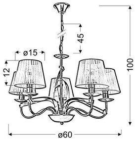 Lustră pe lanț DIVA 5xE14/40W/230V