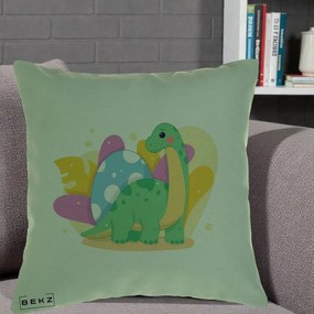 Perna Personalizata Dinozaur cu Ou Pastelat, 40x40 cm, Verde, Husa Detasabila, Perna Inclusa, BEKZ®