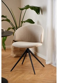 Scaun de sufragerie bej cu cotiere tapițat Ella – Actona