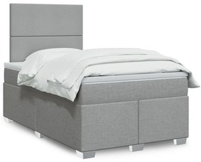 vidaXL Pat box spring cu saltea, gri deschis, 120x190 cm, textil
