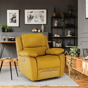 Fotoliu de relaxare, piele / piele ecologică galben, VIVAN