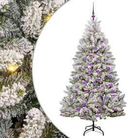 vidaXL Brad de Crăciun artificial Verde și alb 180 cm PVC și Metal