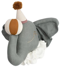 Elefant gri cu pălărie si guler bej