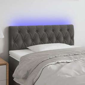 3121985 vidaXL Tăblie de pat cu LED, gri închis, 90x7x78/88 cm, catifea