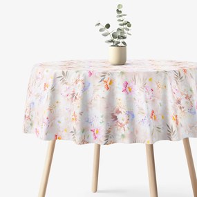 Goldea față de masă 100% bumbac deluxe - flori sălbatice - rotundă Ø 140 cm