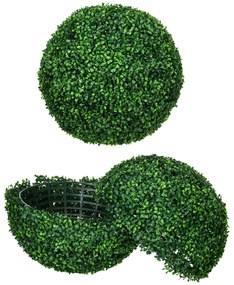 HOMCOM Set de 2 Bile Artificiale, Bile de Arbori Topiari din Buxus, Plante False de Interior în Aer Liber pentru Casă, Ø50cm, Verde | Aosom Romania
