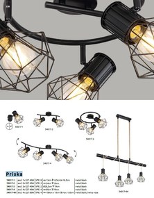 Plafoniera cu 3 spoturi design industrial PRISKA negru