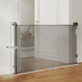 PawHut Bariera retractabila pentru caine de la 0 la 149 cm cu blocare automata - gri | Aosom Romania