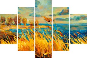Tablou - Apus de soare peste lac, pictură acrilică (150x105 cm)