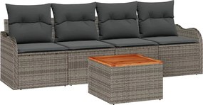 vidaXL Set de canapele pentru grădină 5 pcs Gri poliratan