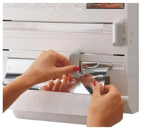 Dispenser pentru prosoape de bucătărie din hârtie și folie de aluminiu alb de montat pe perete din plastic Parat – LEIFHEIT