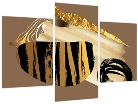 Tablou - Abstracție maro auriu N⁰2 (90x60 cm)