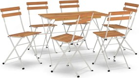 vidaXL Set de bistro pliabil, 7 piese, lemn masiv de acacia și oțel