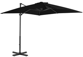 Umbrela suspendata cu stalp din aluminiu, negru, 250x250 cm