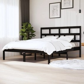 3101237 vidaXL Cadru de pat Super King, negru, 180x200 cm, lemn masiv