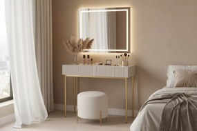 Masa de toaletă cu sertare Nicole 100 cm - cașmir / picioare aurii