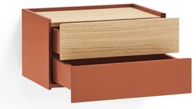 Noptieră cărămiziu-natural cu aspect de lemn de stejar Otto – Teulat