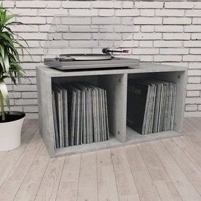 vidaXL Cutie de depozitare vinyl-uri, gri beton, 71 x 34 x 36 cm, pal