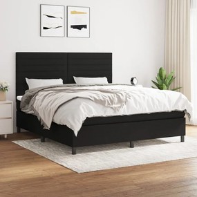 3141875 vidaXL Pat box spring cu saltea, negru, 180x200 cm, catifea