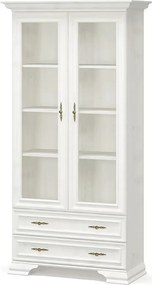 Vitrina living clasica IRYS, pin alb anderson, PAL laminat, 101x43x198