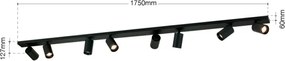 Orion - Spot aplicat SEAN 8xGU10/13W/230V negru