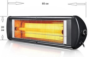 Radiator cu quartz pentru baie Crown EXO-20, 2000 W, Montare pe perete, Rezistent la apa, Negru