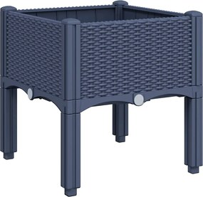 vidaXL Jardinieră de grădină cu picioare, albastru gri, 40x40x42 cm, PP