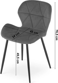 OFERTA Scaun de dining MANGO din piele ecologica cu picioare negre, gri clasa a II-a