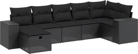 vidaXL Set canapele de grădină cu perne, 7 piese, negru, poliratan