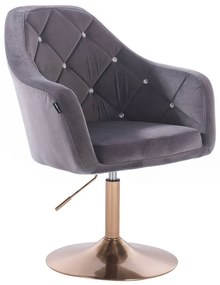 HR830N Scaun Catifea Grafit cu Bază Aurie