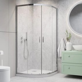 Cabina de dus semirotunda cu usi glisante Radaway Alienta 80x100 cm crom-transparent