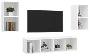 Dulapuri TV montaj pe perete, 4 buc., alb, PAL 4, Alb