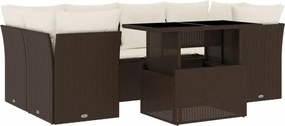 vidaXL Set canapele de grădină cu perne, 7 piese, maro, poliratan