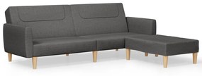 3080588 vidaXL Canapea extensibilă cu taburet, 2 locuri, gri închis, textil