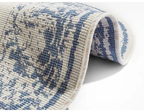 Covor adecvat pentru exterior NORTHRUGS Borbon, ø 140 cm, albastru-crem