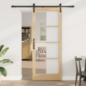 vidaXL Ușă glisantă cu set hardware 'ORKDAL'din lemn masiv și sticlă