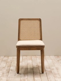 Scaun dining bej din rattan si bumbac Pablo