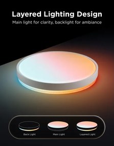 Govee - Plafonieră LED RGBICWW reglabilă, 55W, 230V, Ø 46 cm, Matter, Wi-Fi