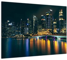 Tablou pe sticlă - Singapore noaptea (70x50 cm)