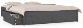 3103535 vidaXL Cadru de pat cu sertare, gri, 200x200 cm