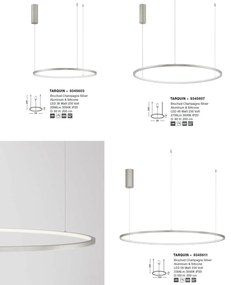 Lustra LED suspendata design modern circular TARQUIN D-60cm argintie